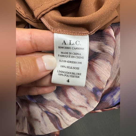 ALC Elara Abstract Ties Dye Silk Halter Blue Combo Dress - Picture 8 of 12